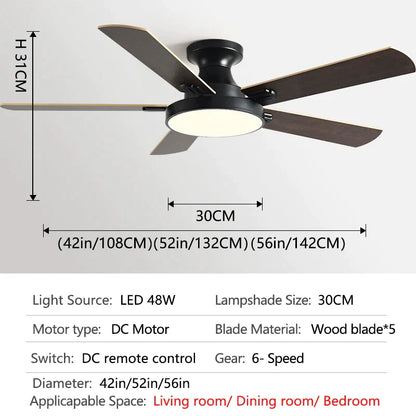 Decorbites™ 56" Niedrigboden-Deckenventilator mit Licht | Innenwohnzimmer-Leuchter | Modernes Design