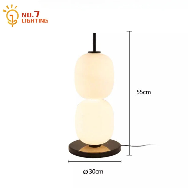 DecorBites™ Glass Gourd Table Lamp Marble Base Modern LED Indoor Lighting