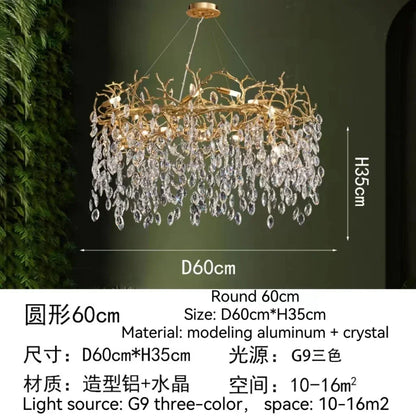 Decorbites™ Golden Crystal Tree Deckenleuchter, Luxuriöse Aluminium-Kunstarmatur