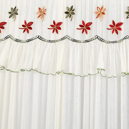 DecorBites™ Lace Embroider Anti-Mosquito Net Door Curtains - Pleated Design for Light and Air Flow