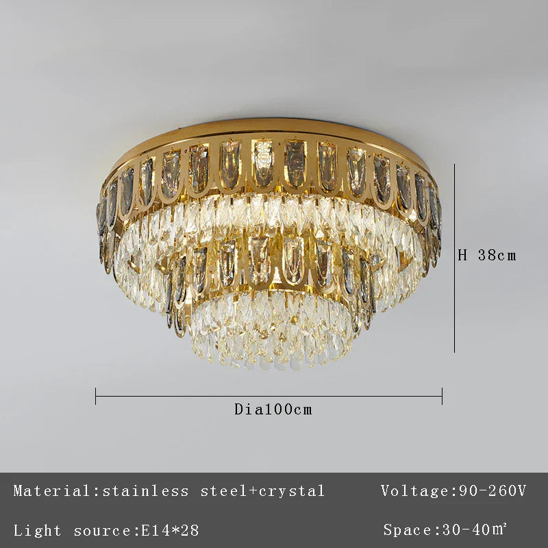 Decorbites™ Gold Kristall-Deckenleuchte: Luxuriöser Vintage-Kronleuchter für das Wohnzimmer