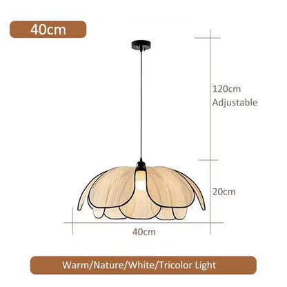 Petal Rattan Woven Pendant Light, 3-Color LED