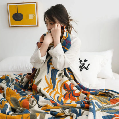 DecorBites™ Cotton Summer Throw Blanket – Breathable & Soft Nordic Quilt