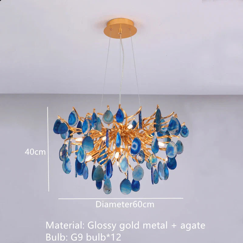 Decorbites™ Achat-Leuchter: Bunte LED-Beleuchtung für Eingangsbereich, Restaurant, Schlafzimmer – Verstellbares Kabel