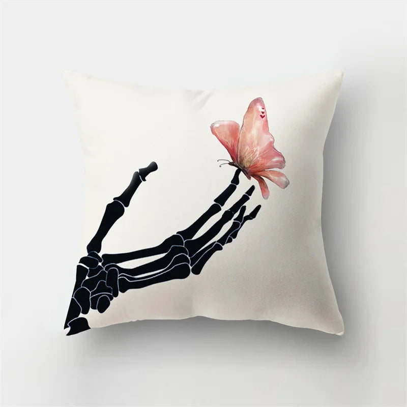 Decorbites™ Reh-Tier Kurz-Plüsch-Kissenbezug mit natürlichen Blättern und Blumen