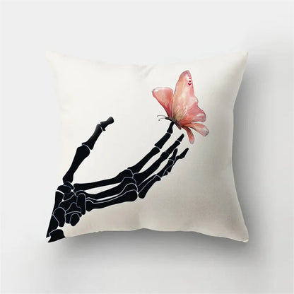 Decorbites™ Reh-Tier Kurz-Plüsch-Kissenbezug mit natürlichen Blättern und Blumen