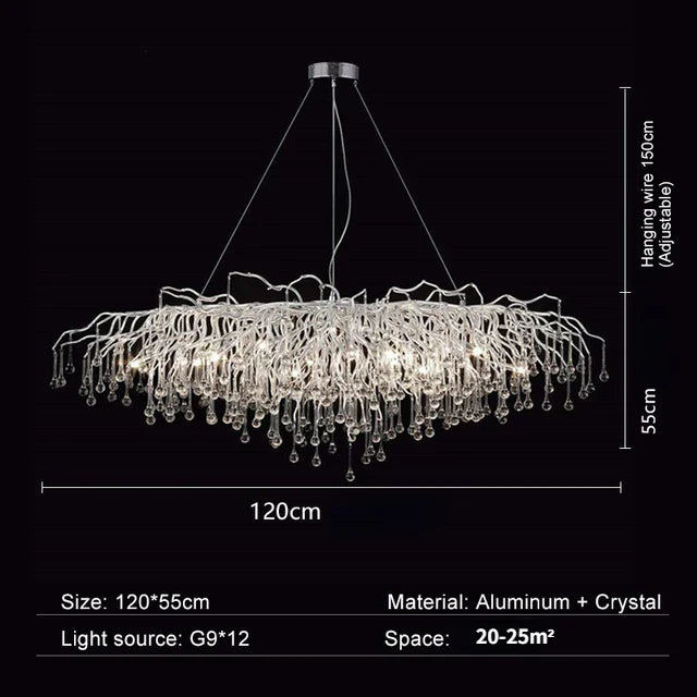 Decorbites™ Kristall-Wassertropfen-Zweige-Kronleuchter: Luxuriöse LED-Beleuchtung für Halle, Wohnzimmer oder Bar