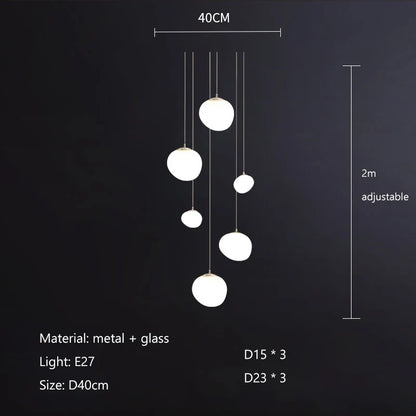DecorBites™ Gregg Pendant Lamp: White Bubble Glass Italian Design for Home, Kitchen, Restaurant