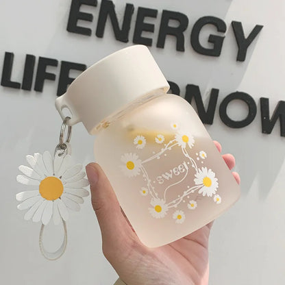 Decorbites™ Gartendaisy-Blüten-Glas-Wasserflasche Tragbarer Becher 350ML