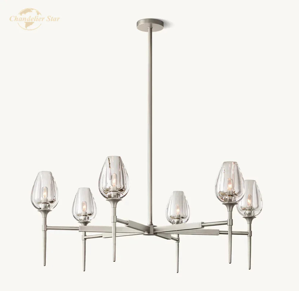 Decorbites™ Kristall-Tulpen-Kronleuchter-Hängeleuchte Wohnzimmer Esszimmer Schlafzimmer Luxus-Glasbeleuchtung