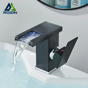 Black Waterfall Basin Faucet With Hydroelectric Mixer