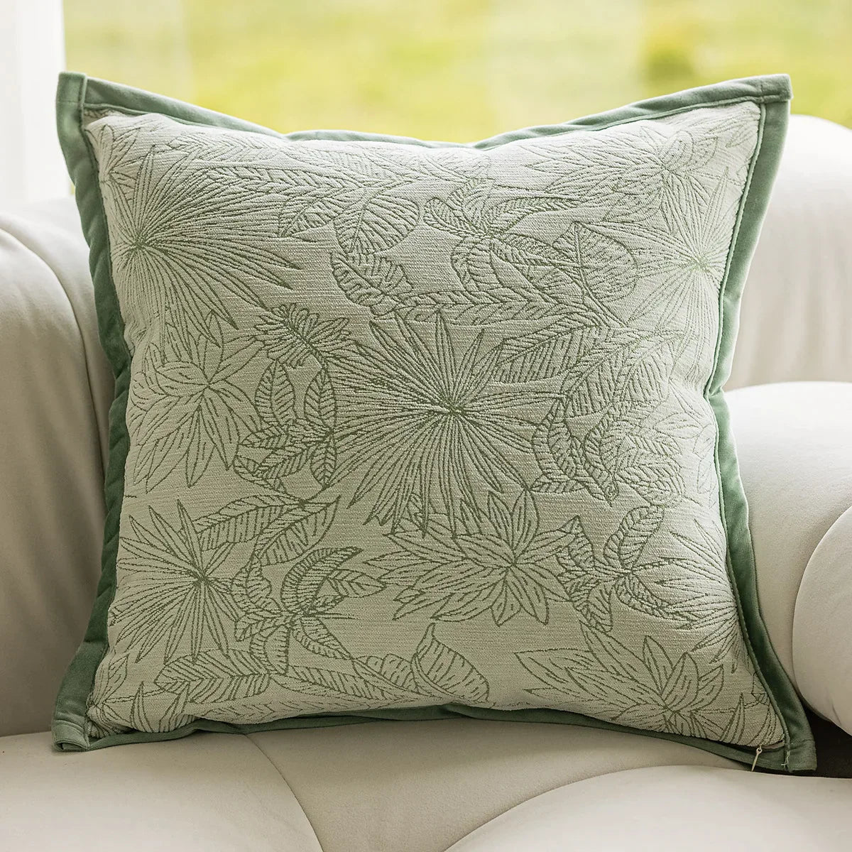 Decorbites™ Grüne Pflanzen-Jacquard-Kissenbezüge für leichten Luxus im Wohnzimmer-Dekor
