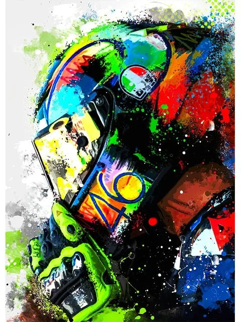 Valentino Rossies Motorcycle Racer Poster Sports Car Racer Portrait Prints Canvas Painting Wall Art for Home Living Room Decor