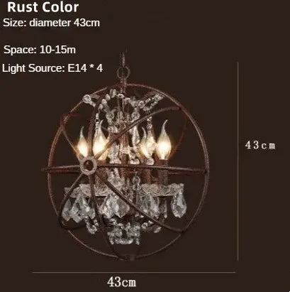 Decorbites™ Eisenkäfig-Kristall-Lüster: Kugelförmige Hängeleuchte für die Raumdekoration