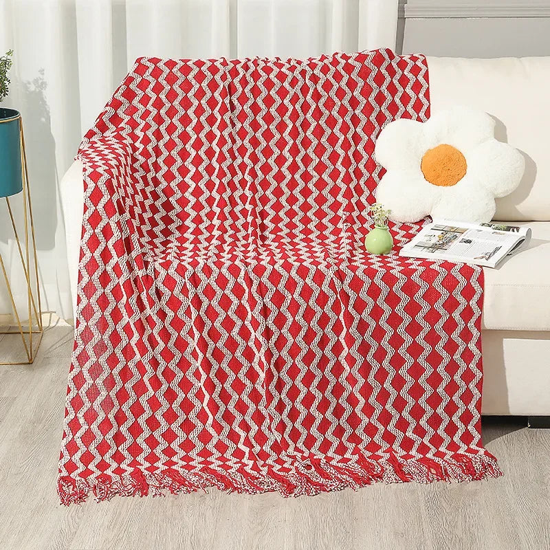 Decorbites™ Gestrickte Blanket mit Troddel-Saum: Gemütliche Wärme für Zuhause, Büro, Sofa und mehr