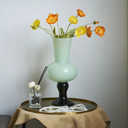 DecorBites™ Geometric Vintage Glass Vase for Home Decoration