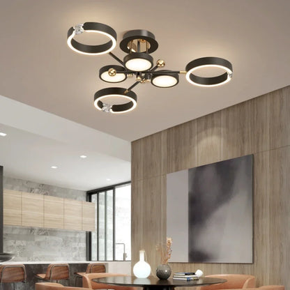 DecorBites™ Gold Plated Chandelier with Remote Control, Crystals Decoration for Living Room