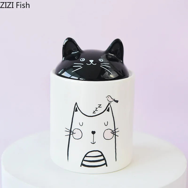 Decorbites™ Schwarze Katze Keramik-Schmuckdose Kosmetikdose Duftgefäß Bonbon-Dosen