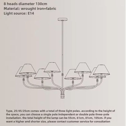 Vintage Cloth Pendant Light With Iron Finish