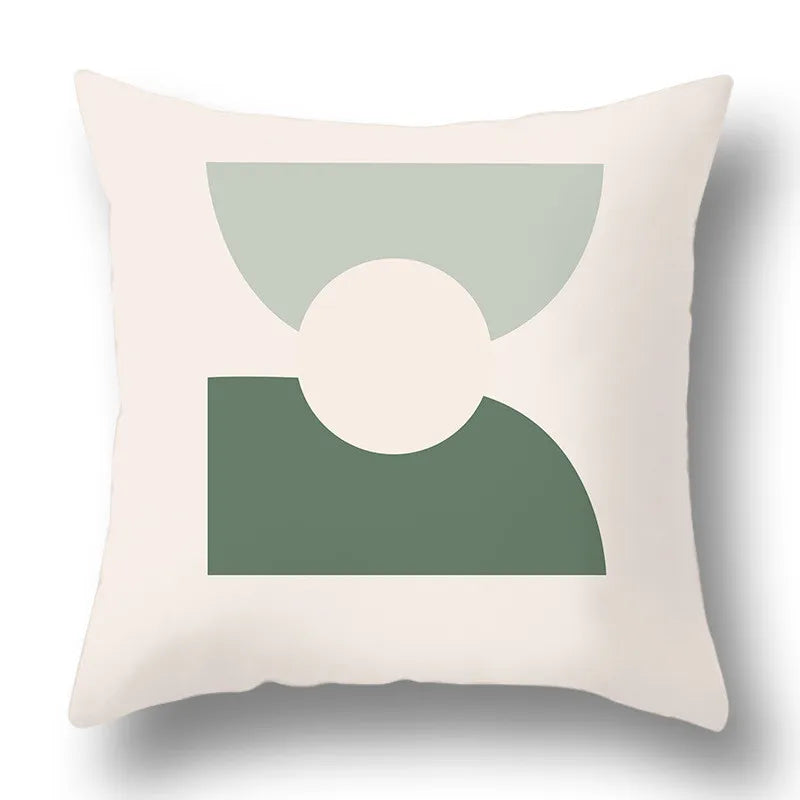 DecorBites™ Green Plants Geometric Print Pillow Cover - Home Sofa Cushion Cover