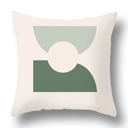DecorBites™ Green Plants Geometric Print Pillow Cover - Home Sofa Cushion Cover