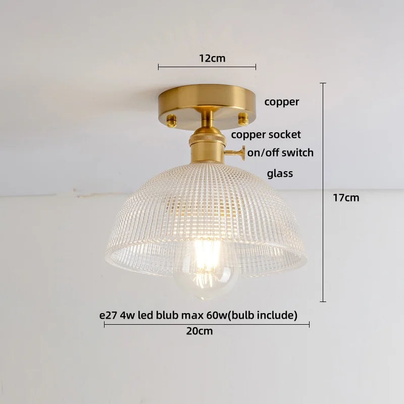 Decorbites™ Klar-Glas LED-Deckenleuchte Moderne Nordische Kupferknopf-Schalter Lampe