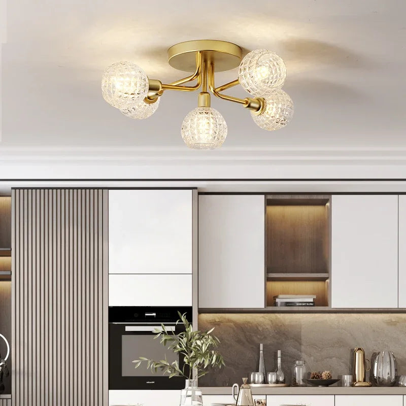 Gold Corrugated Ceiling Lamp