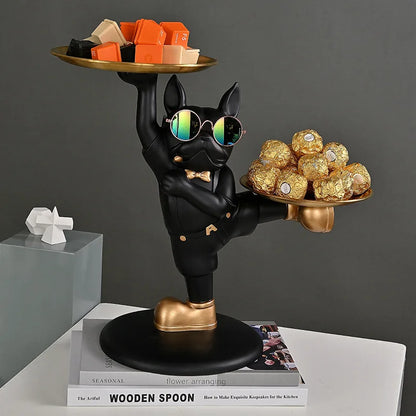 Decorbites™ Französischer Bulldogge Butler Dekoration: Hunde-Statue, Aufbewahrungsbox, Wohnungsornament Geschenk