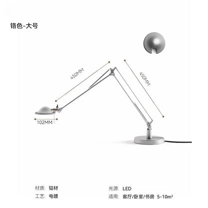 Decorbites™ Industrielles Schwarz/Chrome LED Schalterarm Schreibtischleuchte mit einstellbarem Arm