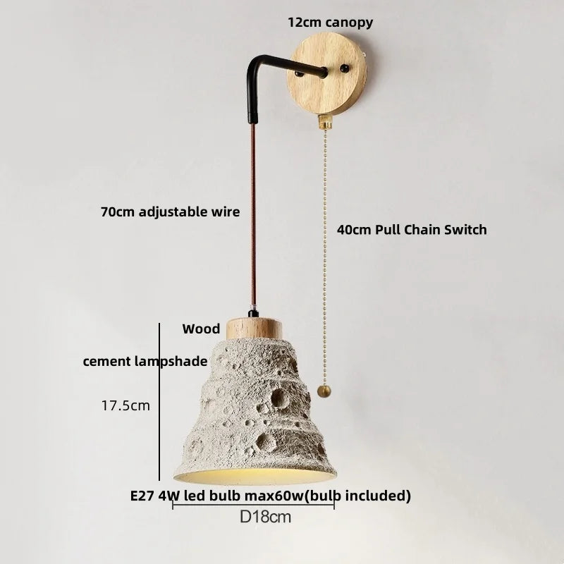 DecorBites™ Japanese Style LED Wood Wall Light with Pull Chain Switch for Bedroom and Restaurant