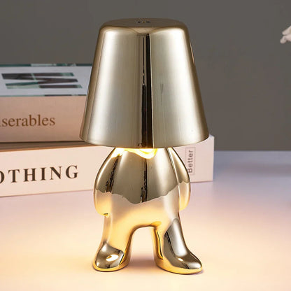 Decorbites™ Kleiner Goldener Mann Tischlampe – Kunst-Dekor-Nachtlicht für Wohnzimmer und Kinderzimmer