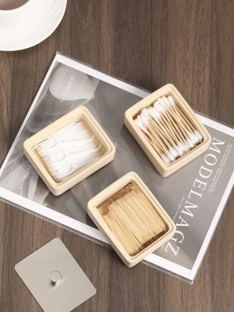 Decorbites™ Doppeldecker-Schmuckorganizer mit Naturstein, 2-in-1 Zahnseidenbox & Badezimmer-Dekoration