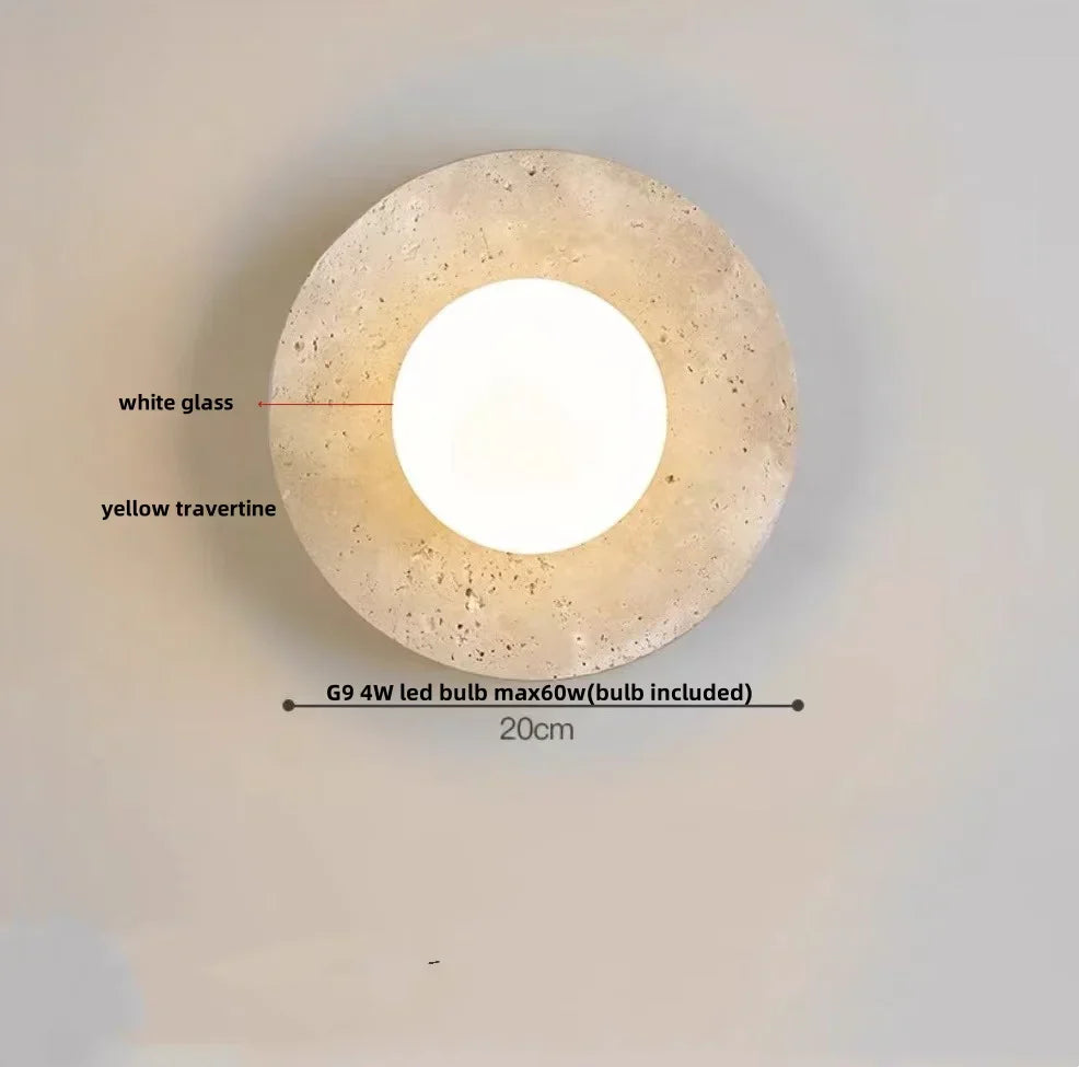 DecorBites™ LED Wall Lights Yellow Travertine Interior Home Decor Bedside Lamp