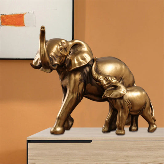 Decorbites™ Elefanten-Kunst-Dekoration 2 Stk. Glückselefant-Skulptur für die Dekoration des Wohnzimmers im Haus