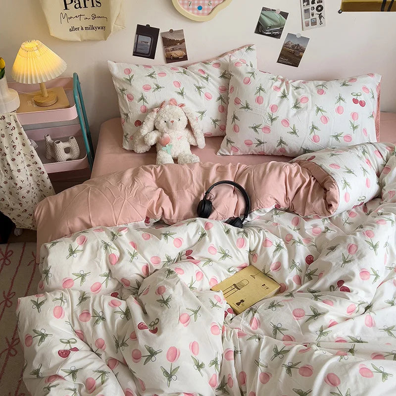 Decorbites™ Korean Floral Print Einzelbettwäschebezug: Süßer Komfort, ganzjährig, hautfreundlich