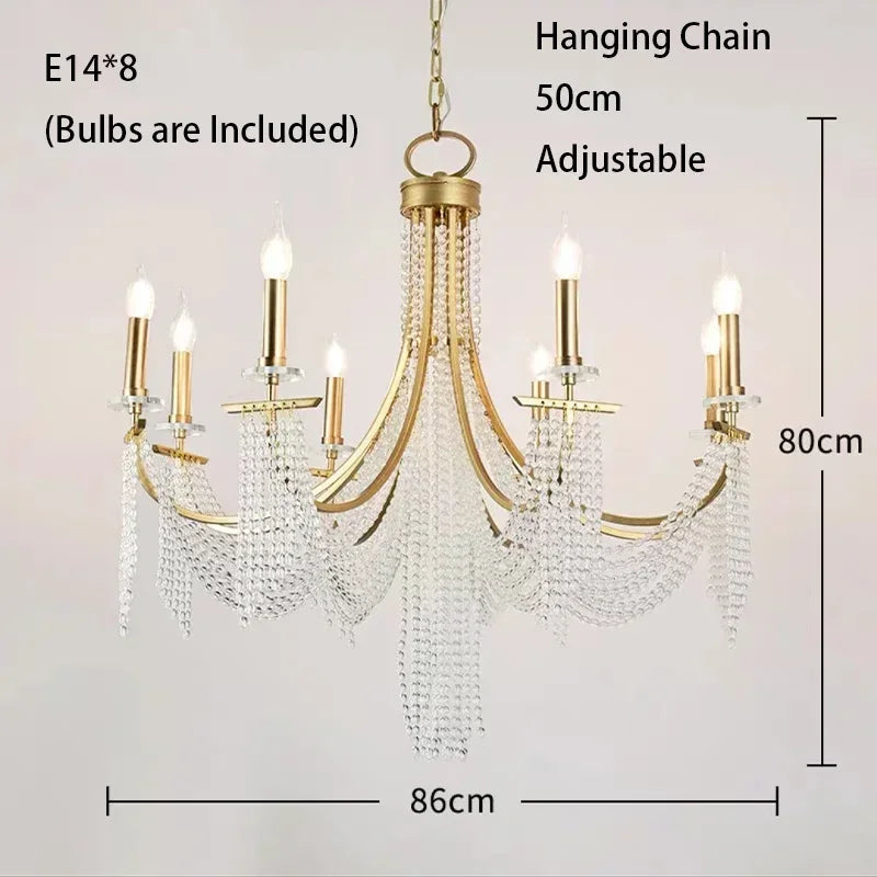 DecorBites™ Crystal Candle Chandelier: Elegant Hanging Lamp for Villa, Dining Room, Bedroom, Living Room