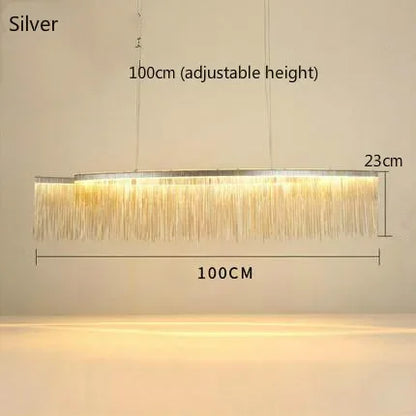 Decorbites™ Goldkette-Kronleuchter-Hängeleuchte mit Fernbedienung, modernes Troddeldesign für Küche & Wohnzimmer