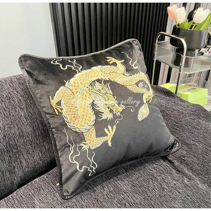 Decorbites™ Drachen-Samt-Kissenbezug 48x48 Rosa Außendekoration für Sofa und Bett
