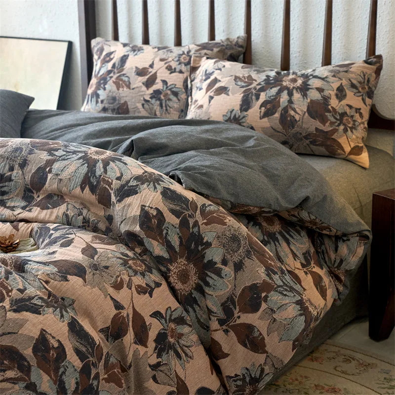 DecorBites™ Cotton Jacquard Bedding Sets Vintage Quilt Set for All Seasons