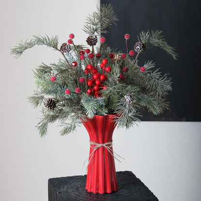 Decorbites™ Geometrisches Faltenmuster Keramikvase Rotes Blumenarrangement Terrarium Wohnraumausstattung