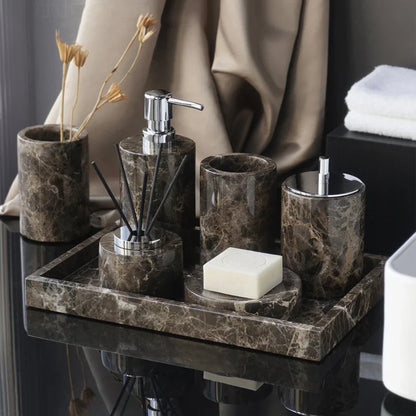 Decorbites™ Emperador Dunkel-Marmor Badezimmerset mit Luxus-Zubehör