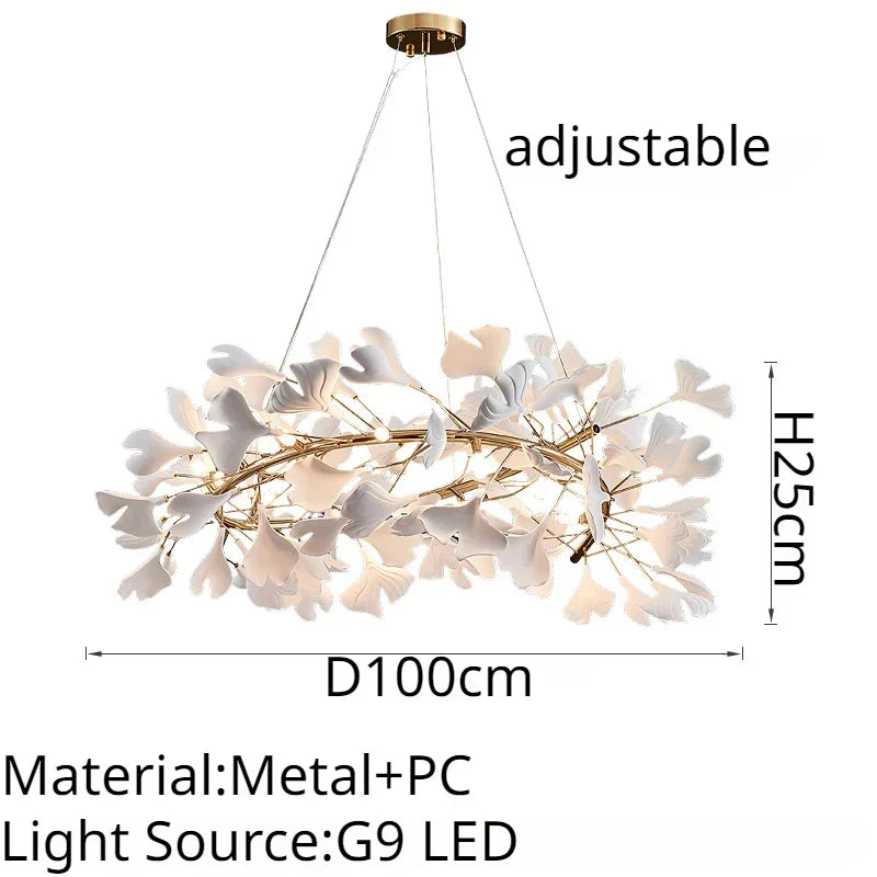 Decorbites™ Blattzweig-Keramik-Kronleuchter | Moderne goldene Leuchte für das Wohnzimmer