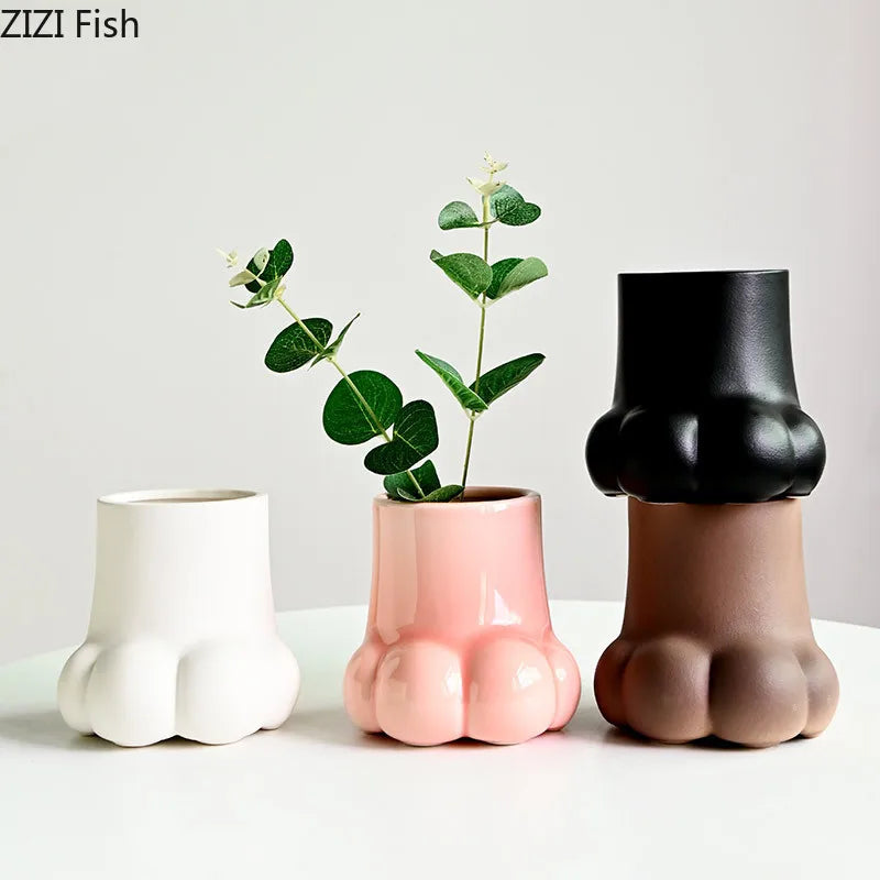 Decorbites™ Süße Cartoon-Katzenkrallen-Keramikvase zur Hausherstellung