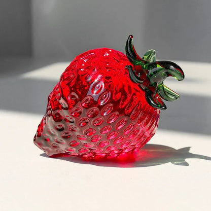 Decorbites™ Glas Rote Erdbeere Feigenfigur Kristall Frucht Miniatur Ornament Dekoration