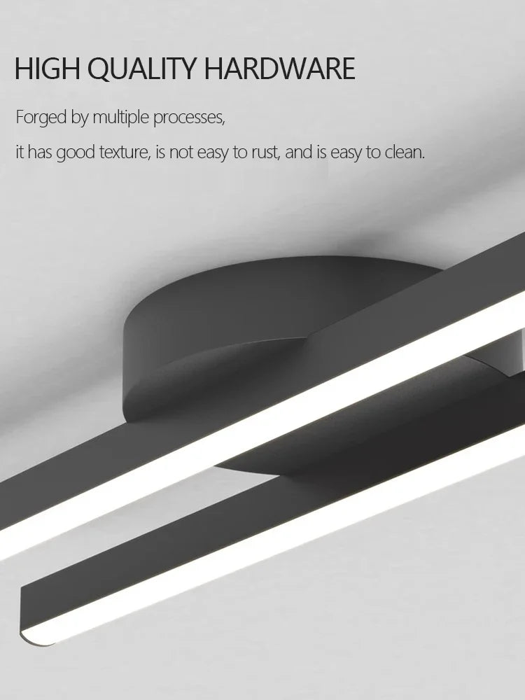 Black LED Ceiling Lamp 8-Light L120cm Remote