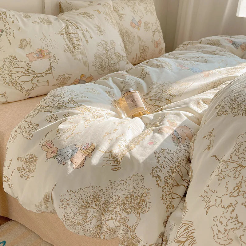 DecorBites™ Cotton Cartoon Printed Bedding Set for All Seasons