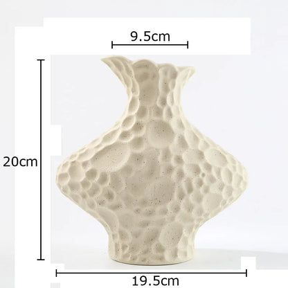 DecorBites™ Frosted Ceramic Vase Artificial Floral Decor Desk Decoration Modern Flower Arrangement