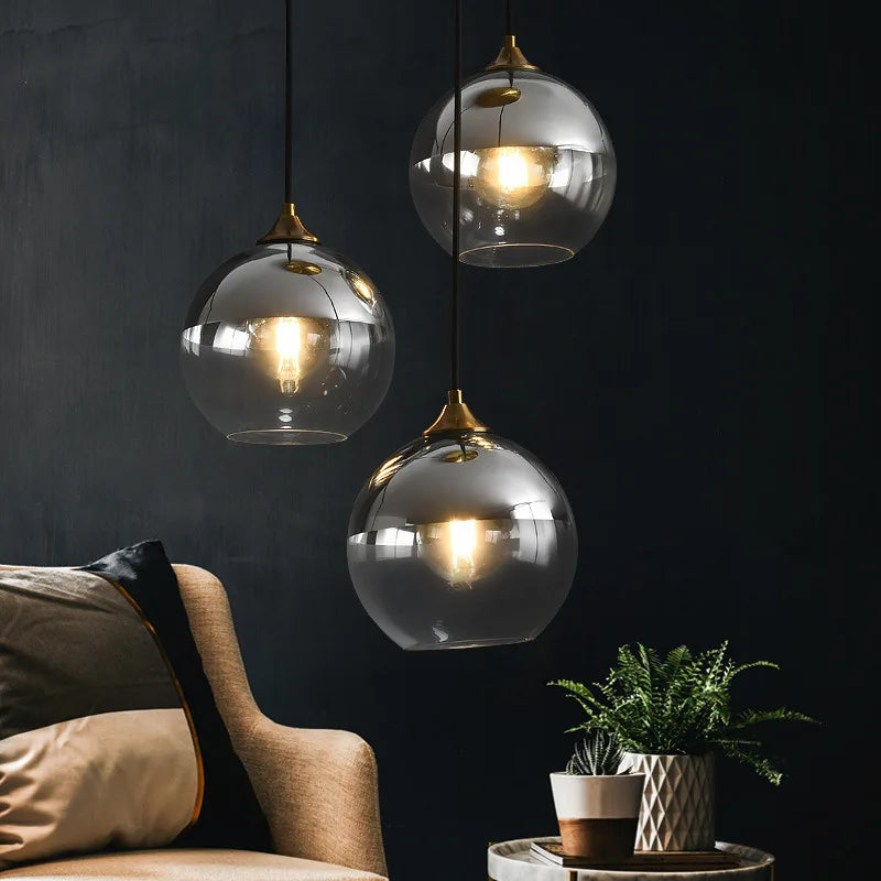 DecorBites™ Industrial Glass Pendant Light for Dining Table, Kitchen, Bar, Office - E27