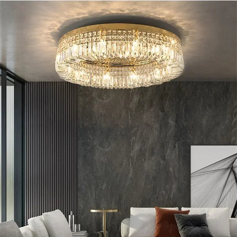 Gold Crystal Dining Chandelier D100cm 16-Light