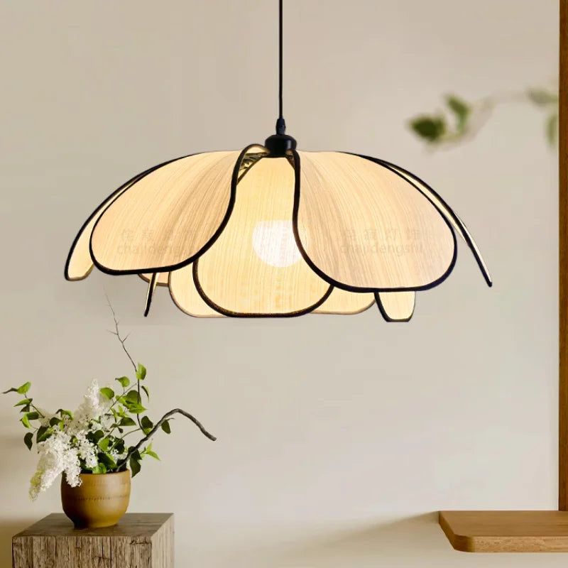 Decorbites™ Cremiges Abaca-Stoff LED-Hängeleuchte – Nordisch-französisches Wabi-Sabi Hängelampe